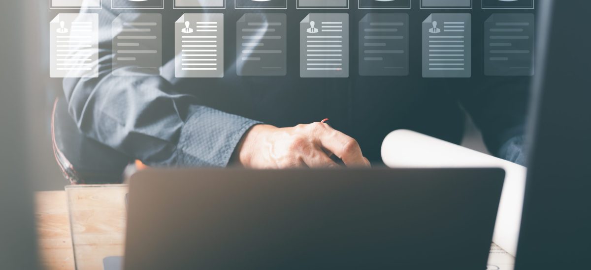 Businessman using laptop manage human resource recruiting documents,Concept recruiting business professionals,record keeping database technology file access document sharing

recruitment employment